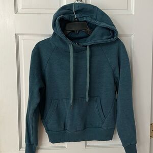 90 degrees teal blue cropped hoodie